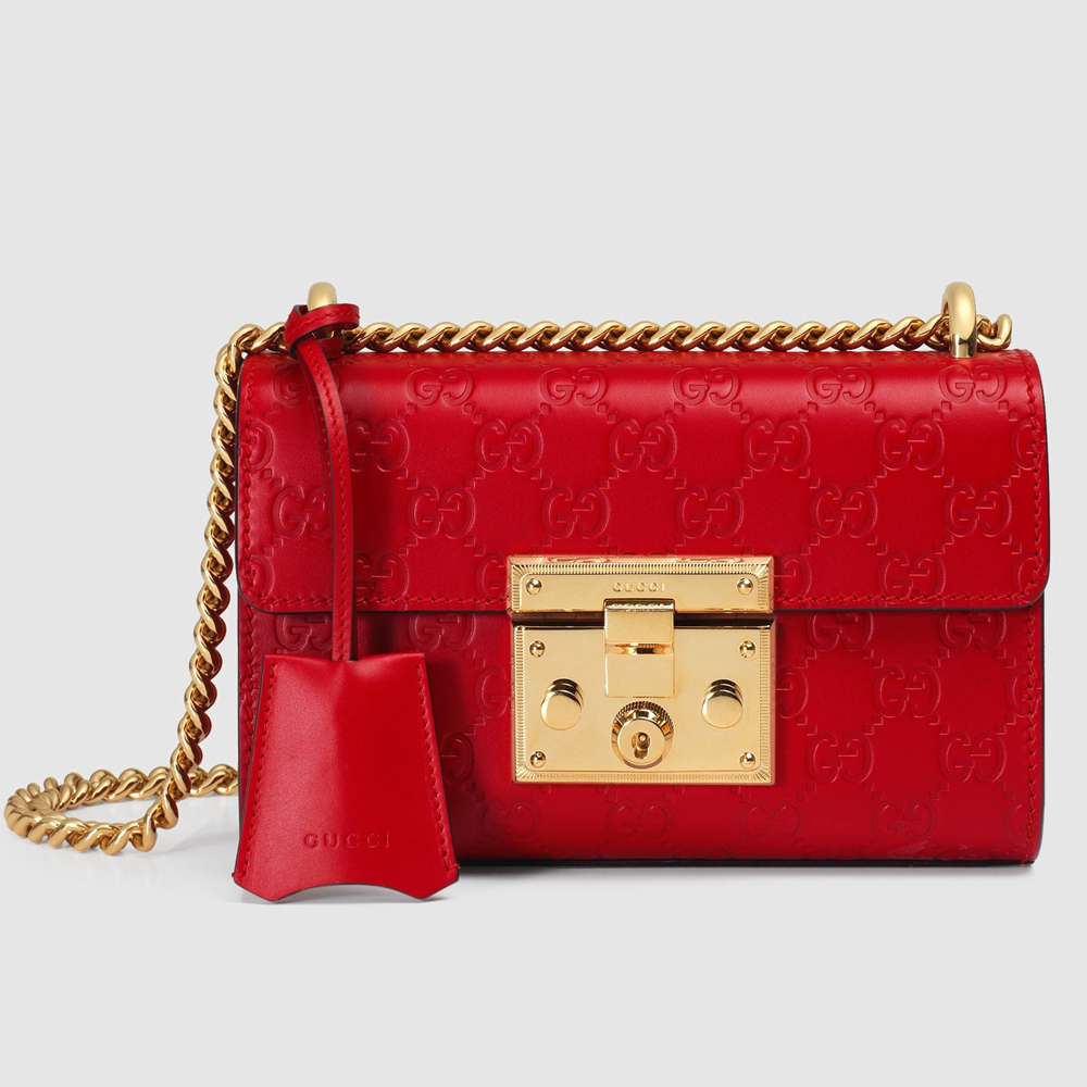 Gucci Padlock Small Shoulder Bag in Red Guccissima Leather GGBS10849