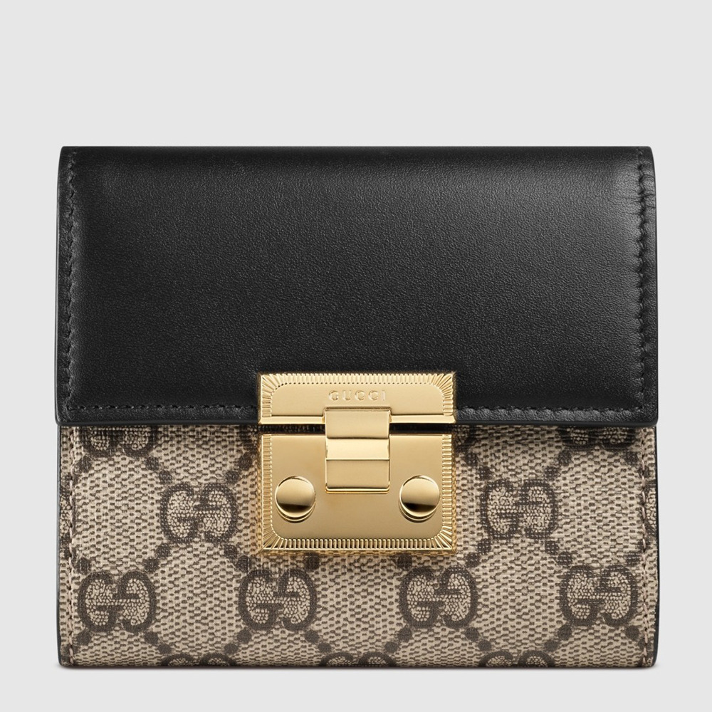 Gucci Padlock Trifold Wallet In GG Supreme Canvas GGBS11034