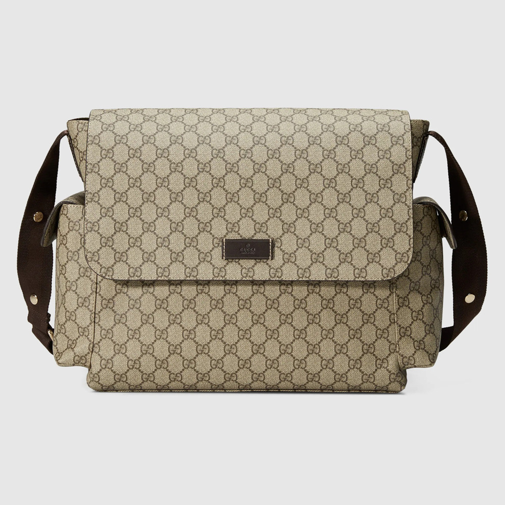 Gucci Plus Diaper Bag In Beige GG Supreme Canvas GGBS10444