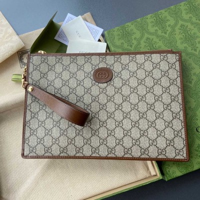 Gucci Portfolio Pouch in Beige GG Canvas with Interlocking G GGBS10759