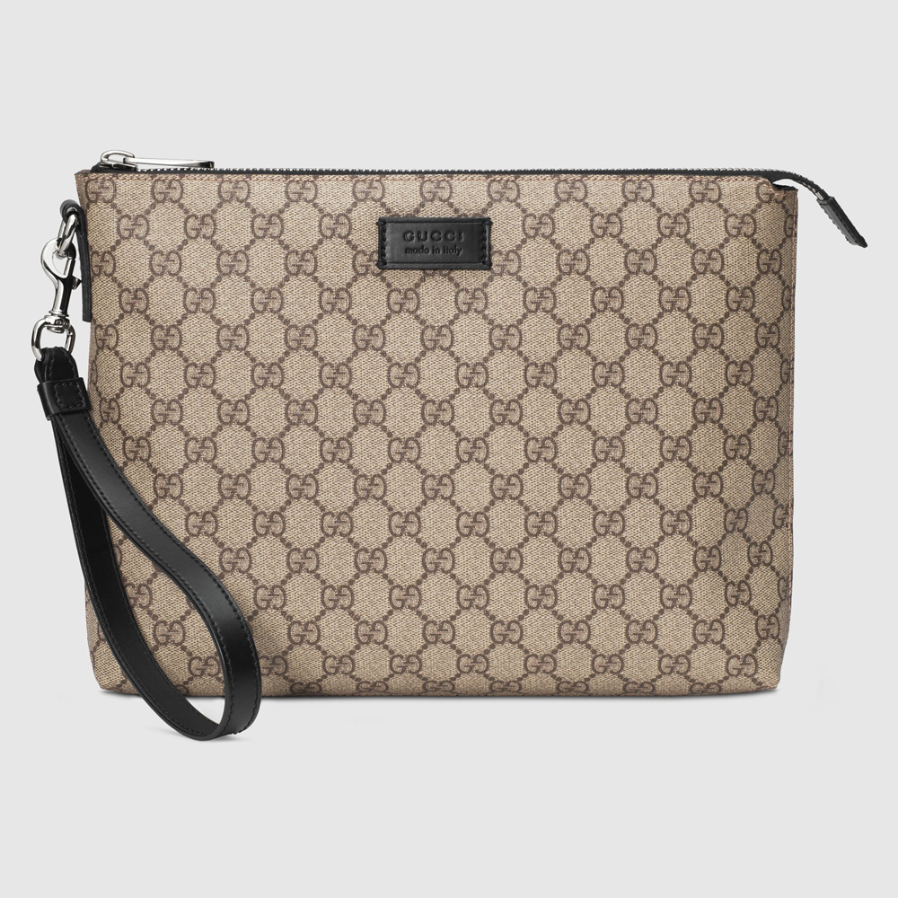 Gucci Portfolio Pouch in Beige GG Supreme Canvas GGBS10760