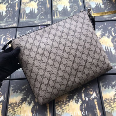 Gucci Portfolio Pouch in Beige GG Supreme Canvas GGBS10760