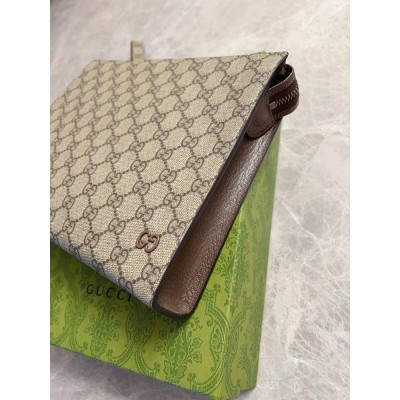 Gucci Portfolio Pouch in Beige Supreme Canvas with Brown Leather GGBS10767