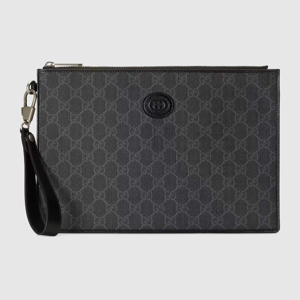 Gucci Portfolio Pouch in Black GG Canvas with Interlocking G GGBS10768