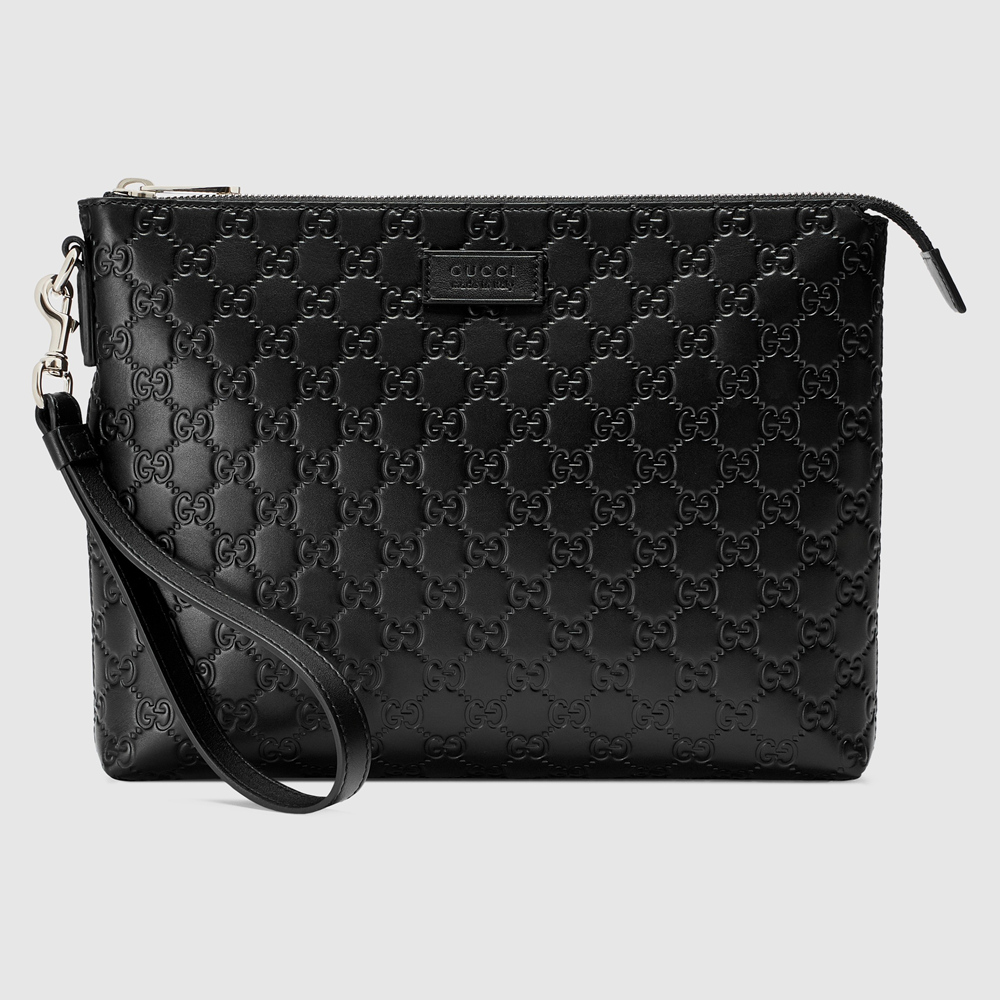 Gucci Portfolio Pouch in Black Signature Leather GGBS10773