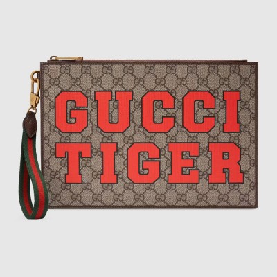 Gucci Portfolio Pouch in GG Supreme with Tiger Letter GGBS10776