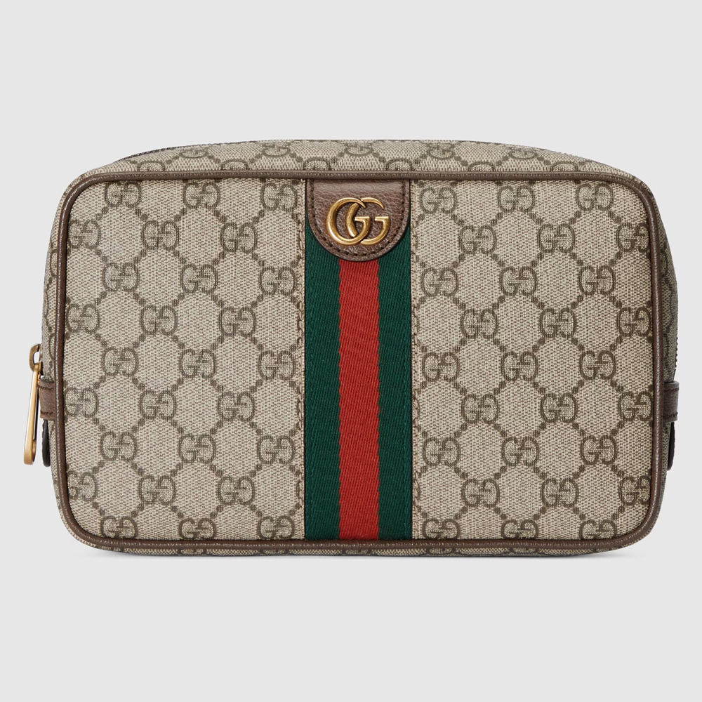 Gucci Savoy Toiletry Case in Beige GG Canvas with Web GGBS10750