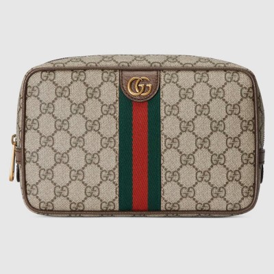 Gucci Savoy Toiletry Case in Beige GG Canvas with Web GGBS10750