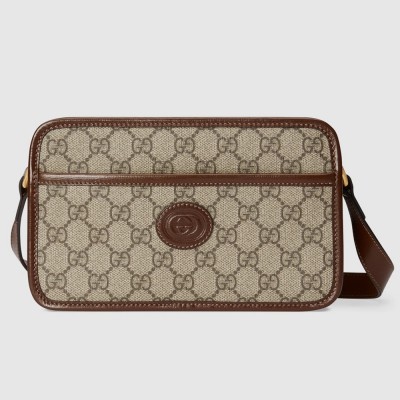 Gucci Shoulder Bag in Beige GG Supreme with Interlocking G GGBS10816