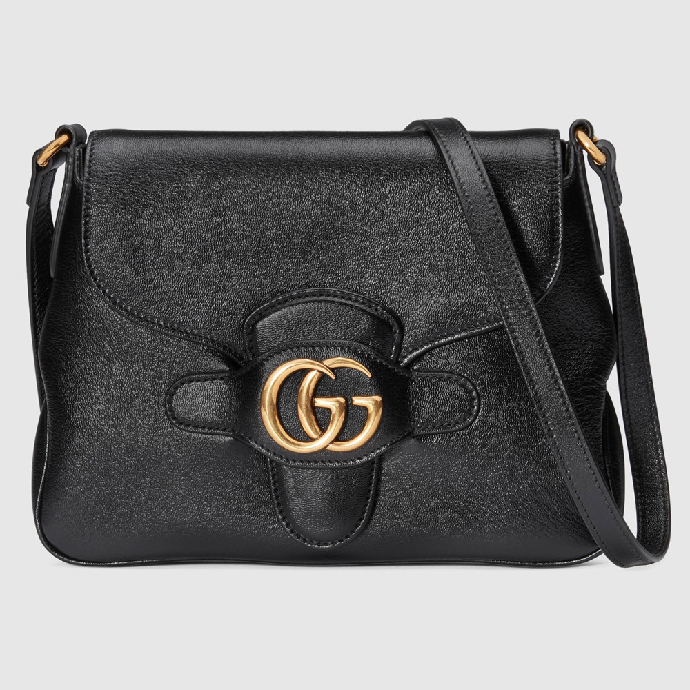 Gucci Small Messenger Bag in Black Leather with Double G GGBS10597