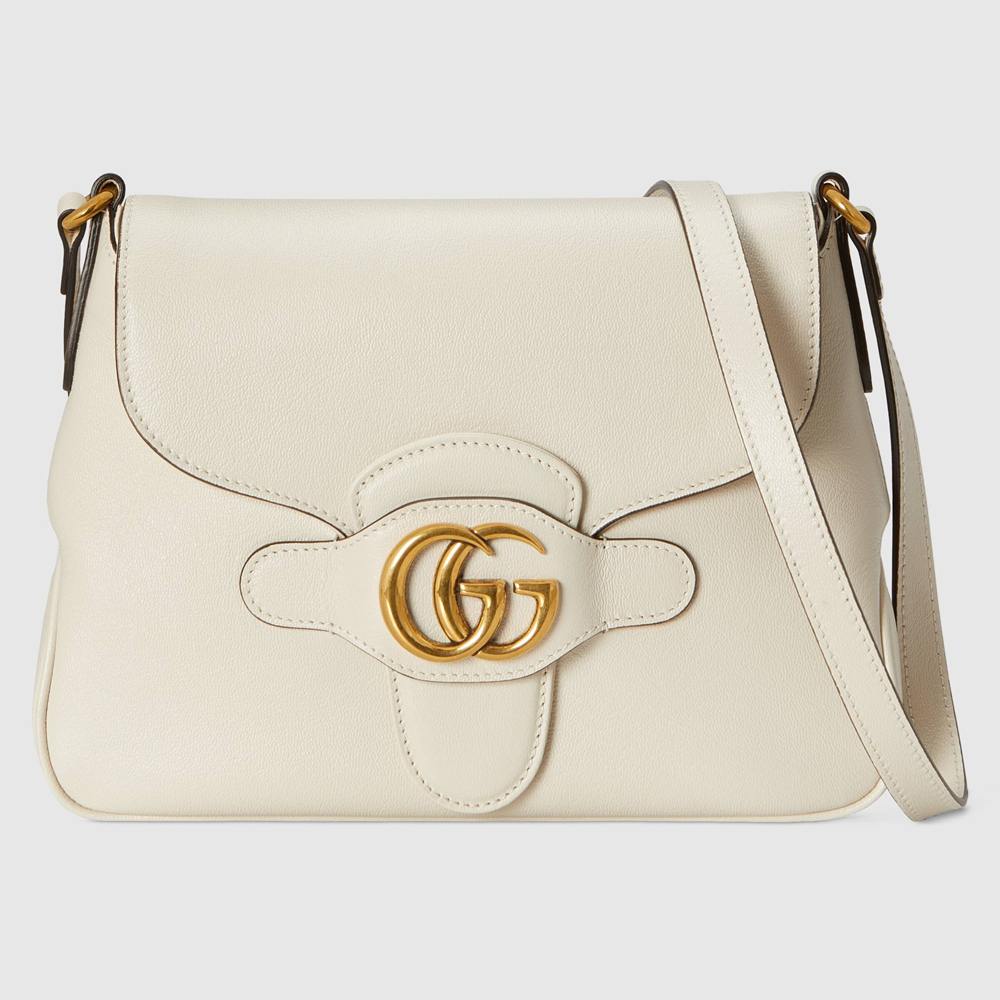 Gucci Small Messenger Bag in White Leather with Double G GGBS10599