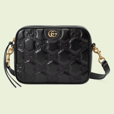 Gucci Small Shoulder Bag In Black GG Matelasse Leather GGBS10819