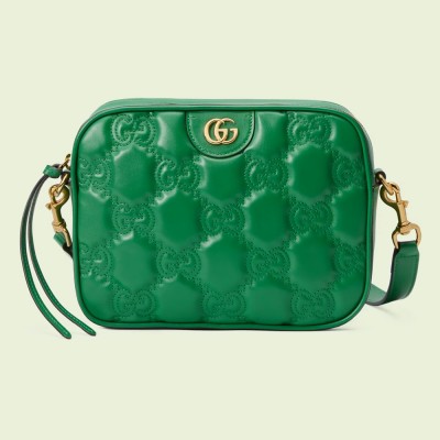 Gucci Small Shoulder Bag In Green GG Matelasse Leather GGBS10822