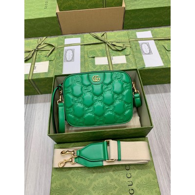 Gucci Small Shoulder Bag In Green GG Matelasse Leather GGBS10822