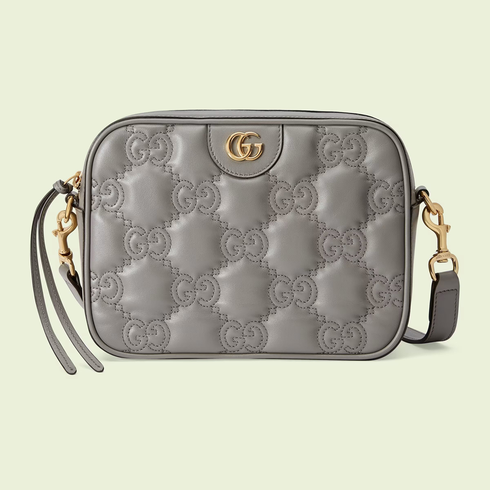 Gucci Small Shoulder Bag In Grey GG Matelasse Leather GGBS10823