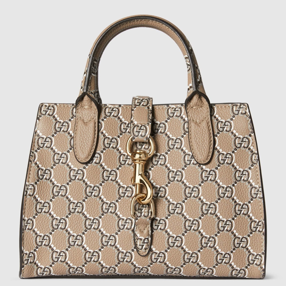 Gucci Small Tote Bag in Taupe Leather with GG Shadow GGBS10907