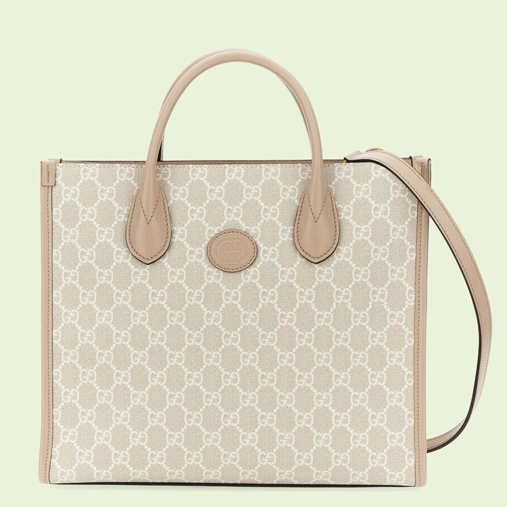 Gucci Small Tote Bag in White GG Supreme Canvas with Leather GGBS10908