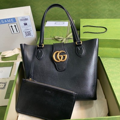 Gucci Small Tote Bag with Double G in Black Calfskin GGBS10909