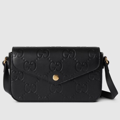 Gucci Super Mini Shoulder Bag in Black GG Leather GGBS10650