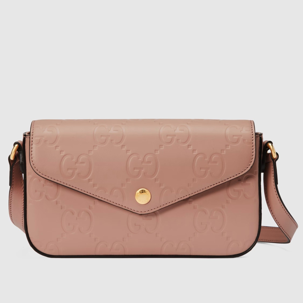 Gucci Super Mini Shoulder Bag in Rose Beige GG Leather GGBS10652