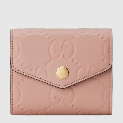 Gucci Trifold Wallet in Rose Beige GG Leather GGBS10987