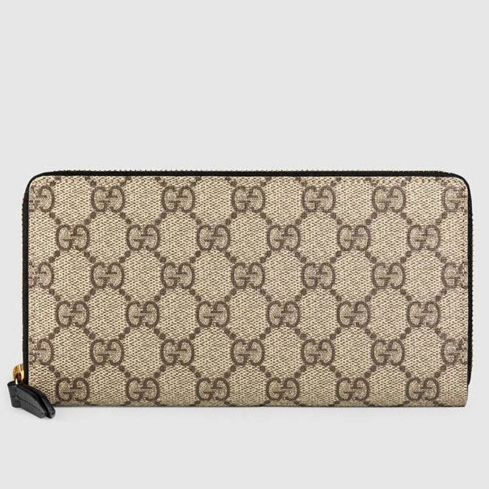 Gucci Zip Around Wallet In Beige GG Supreme Canvas GGBS10990