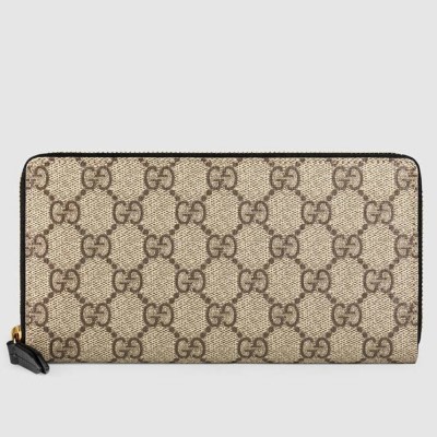 Gucci Zip Around Wallet In Beige GG Supreme Canvas GGBS10990